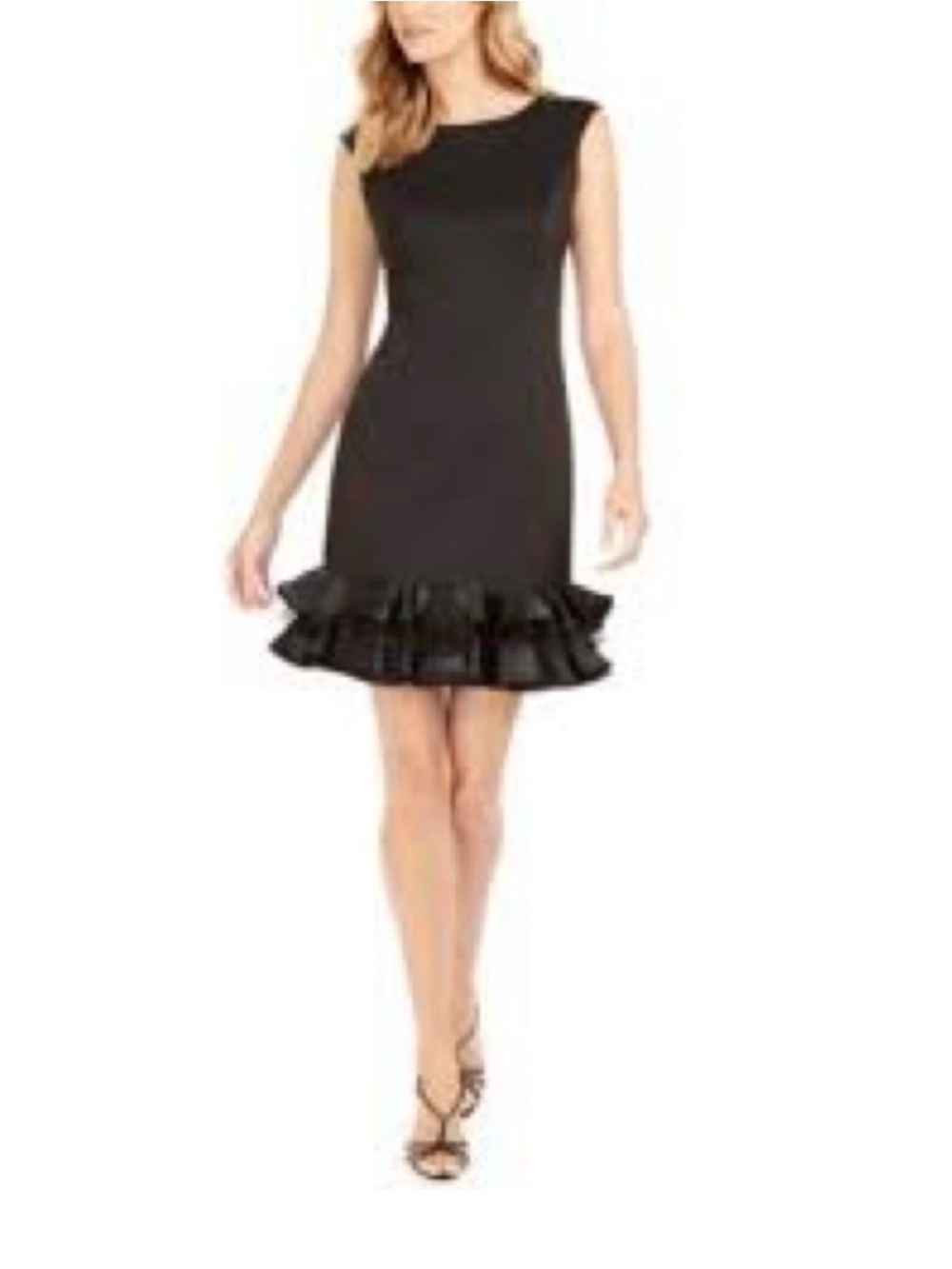 Donna Ricco Dark Green Ruffle-Hem Sheath Mini Dress